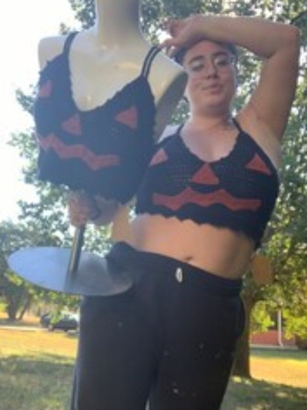 Pumpkin Face Crop Top - XL
